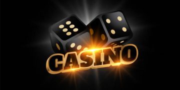 3d casino background with shiny black dice