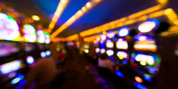 Slot machines inside Las Vegas Casino, defocused